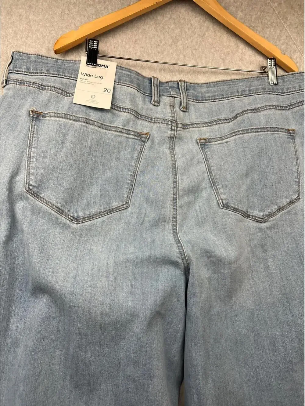 Sonoma Wide Leg High Rise Jeans Womens Plus Size 20 Relaxed Raw Hem Button Fly